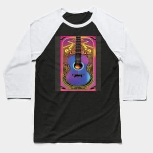 Acoustic Guitar Portrait Oil Painting Style Digital Art Baseball T-Shirt